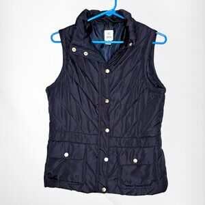 IZOD Navy Blue Quilted Puffer Vest Front Snap Pockets Lightweight Women's size S